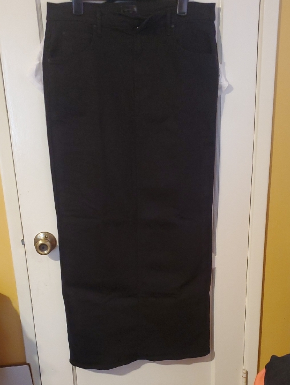 MOTHER Black Long A-Line Denim Skirt with Belt Loops